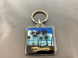Vintage Souvenir Keyring Hawaii Usa Keychain Blue Sky Porte-Clés Dark Palm Trees - £6.29 GBP