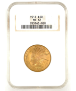 1911 $10 US Indian Head Gold Eagle Coin NGC MS62 - $43,426.46 MXN