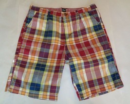 Jachs Ny Size 32 Waist Bleecker Fit Red Cotton Plaid Flat Front New Mens Shorts - £47.88 GBP