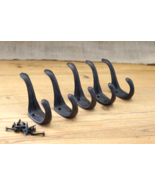 5 Coat Hooks Hat Hook Hall Tree 3&quot; Rustic Towel Vintage Style Cast Iron ... - $35.19 CAD