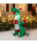 Holiday Time Festive Dinosaur Christmas Inflatable Lights Up 4 Feet Yard... - $46.39 CAD