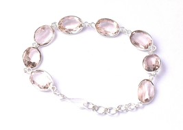 925 Argento Sterling Finto Morganite Lunetta Bracciale Matrimonio Regalo BS - £47.88 GBP