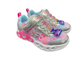 Skechers Girl Sneaker Lights 303261L SMLT Infinite Heart Jewels Silver S... - $44.55