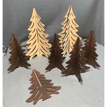 Wooden 3D Laser Cut Christmas Tree Set - 8&quot; &amp; 12&quot; Sizes &amp; Colors Rustic Holiday - £22.10 GBP