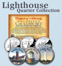 Historic American * LIGHTHOUSES * Colorized US Statehood Quarters 3-Coin... - £9.60 GBP