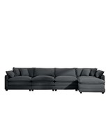 Grey Corduroy 4 Seater Sofa with Footstool - Modern Upholstered &amp; Easy A... - $1,555.06 CAD