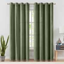 Jinchan Velvet Curtain For Living Room, Sage Thermal Insulated, Sage Green - £34.68 GBP