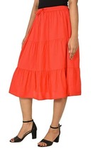 Womens Girls A-line Midi skirt Cotton lining Hem 27&quot; Waist Free size Red... - £27.29 GBP