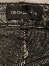 Kendall + Kylie 9/29 Waist The Icon High Rise Straight Black Gray Raw Hem JEANS - £19.70 GBP
