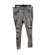 Ninth Rogue Gray Distressed Graffiti Skinny Jeans Men’s 34 - $31.68