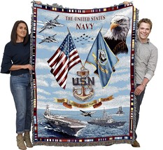 PCW - US Navy Blanket - Gift Military Tapestry Throw Woven from Cotton -, 72x54 - £60.12 GBP