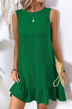 Bright Green Knot Scoop Back Ruffle Hem Sleeveless Mini Dress - $15.44