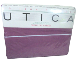NOS Utica Full Flat Bed Sheet Stevens No Iron Solids Berry no iron percale - $15.79