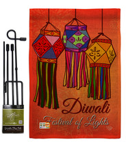 Festival Of Lights Burlap - Impressions Decorative Metal Garden Pole Flag Set GS - £26.53 GBP