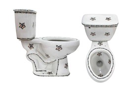 Mexican Toilet ELONGATED Comfort Height Hand Painted - Flowers4 - - $16,842.45 MXN