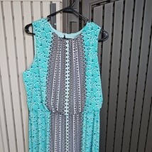 London Style Collection #153031 Women's 16 Green & Black Floral Sleeveless Dress image 10