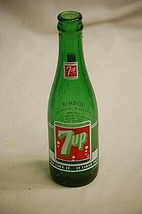 Old Vintage 7-Up Beverages Soda Pop Bottle Green Glass w Red Bubbles Log... - £13.29 GBP