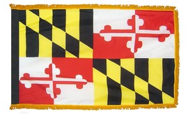 Maryland State Flag 4x6 ft. Nylon w/Pole Sleeve &amp; Gold Fringe Indoors Parades - £27.53 GBP