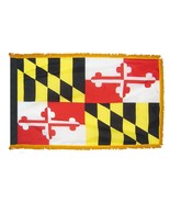 Maryland State Flag 4x6 ft. Nylon w/Pole Sleeve &amp; Gold Fringe Indoors Pa... - £31.96 GBP