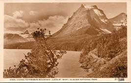 RPPC Going to the Sun Mountain Lake St Mary Glacier National Park MT Postcard L9 - £3.83 GBP