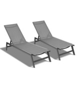 Outdoor 2-Pcs Set Chaise Lounge Chairs,Five-Position Adjustable - £211.57 GBP