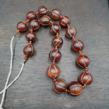 Old Tibetan Carnelian Agate Beads Melon Shape Beaded necklace 20-22mm - £116.28 GBP