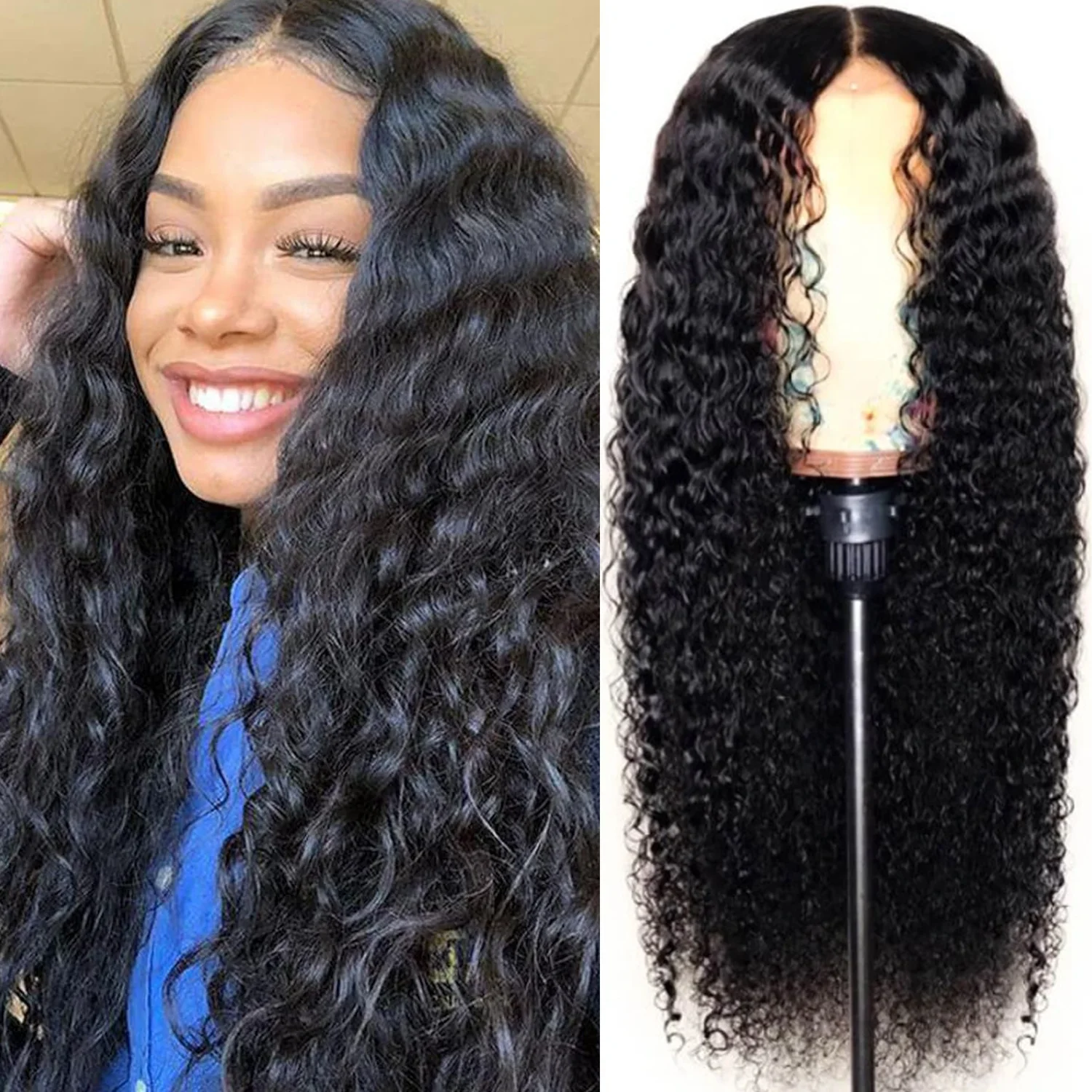 Synthetic Long Black Corn Perm Curly Hair Small African Wig, High-Density Simula - £12.36 GBP