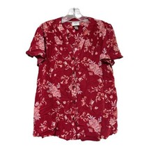 Knox Rose Womens Red Floral Button Hawaiian Top Blouse Size XS - £11.79 GBP