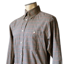 Orvis Houndstooth Khaki Tan Red Cotton Button Down Long Sleeve Shirt - M... - £26.47 GBP