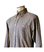 Orvis Houndstooth Khaki Tan Red Cotton Button Down Long Sleeve Shirt - M... - $45.40 CAD