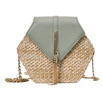 New Fashion Hexagon Mulit Style Straw+pu Bag Handbags Women Summer Rattan Bag Ha - £14.97 GBP