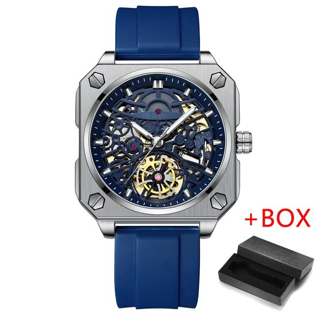 2024  BINBOND H1133 Tourbillon Mechanical Watch Men Automatic Steel Strap Skelet - £50.30 GBP