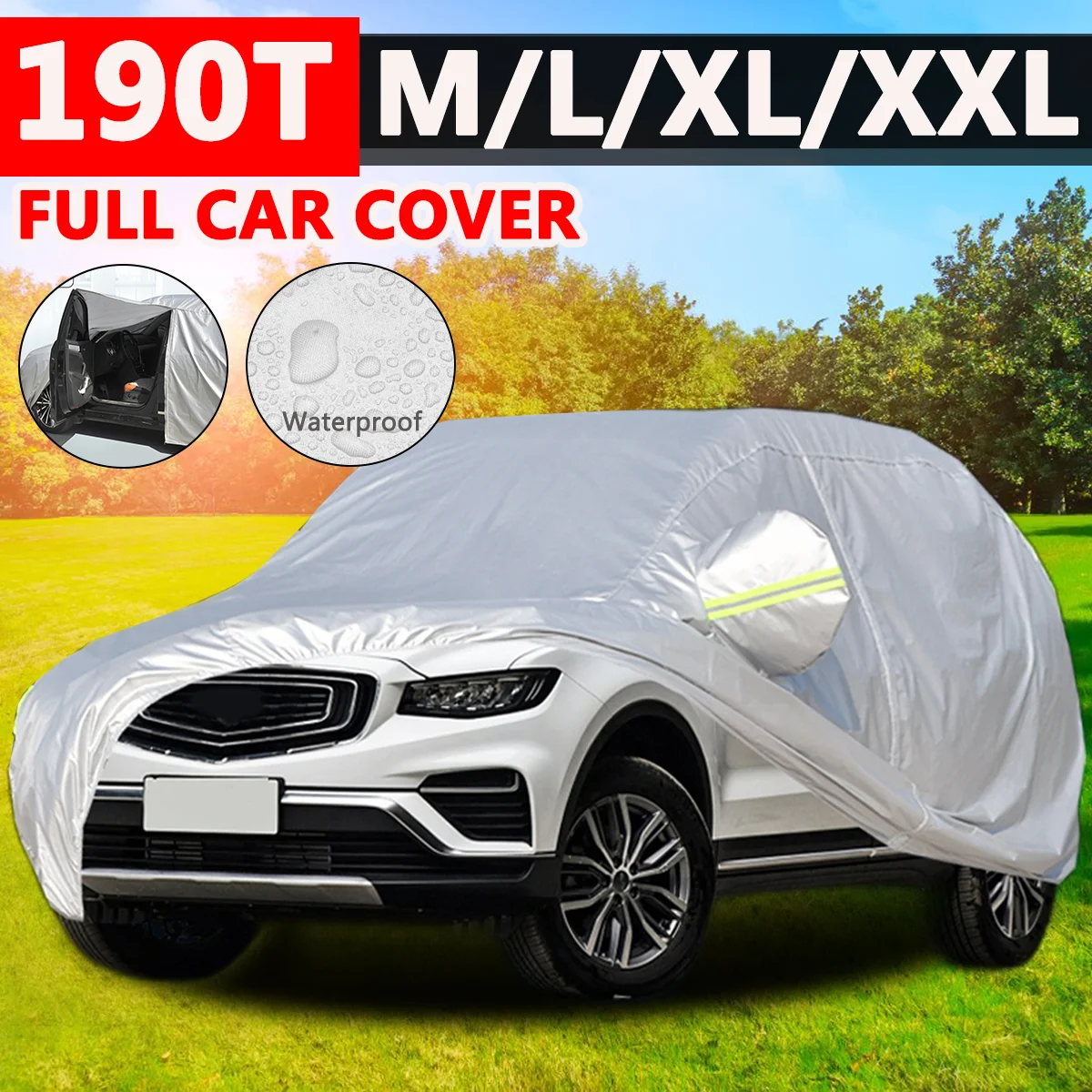 190T Universal SUV Car Cover Winter Snow-proof Car Cover Waterproof Anti-UV - £105.84 GBP+
