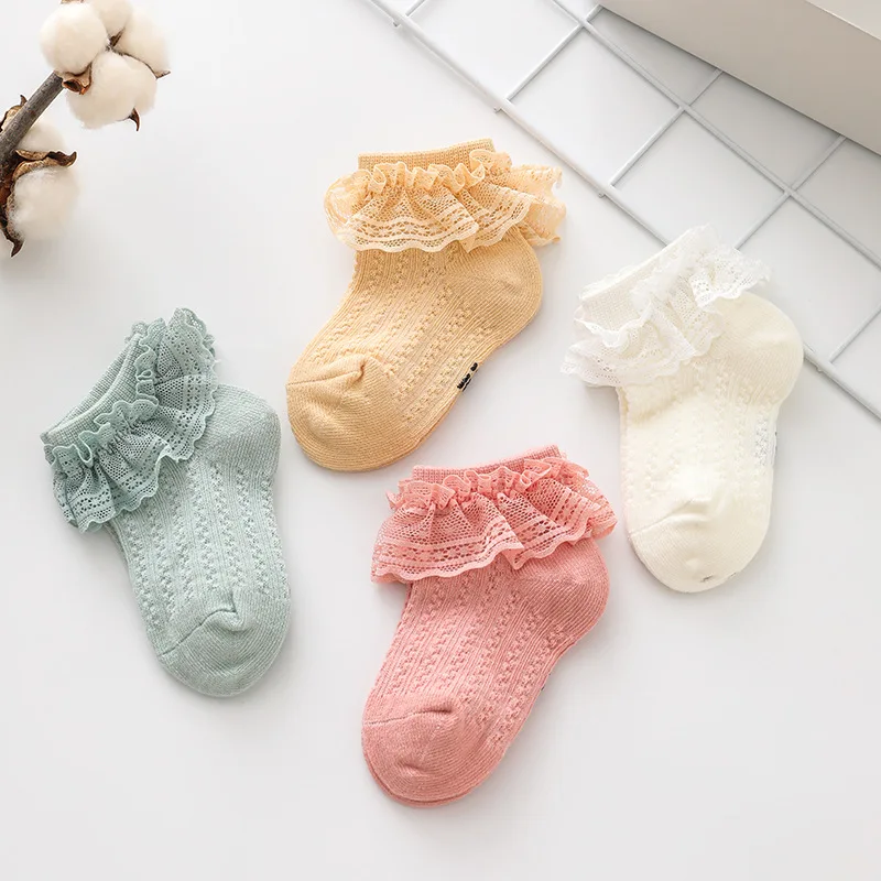 Play New Autumn Baby Socks Cute Lace As Newborn Princess Baby Girl Socks Solid C - £23.47 GBP