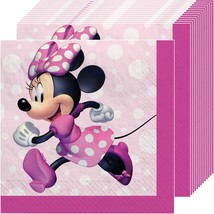 Minnie Mouse Forever Beverage Napkins - 5&quot;x5&quot; (Pack Of 16), Vibrant Pink Paper N - £12.98 GBP