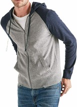 Lucky Brand Mens HEather Grey Blue Two Tone Full Zip Sweater Sz Small S ... - $43.55