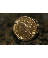 Vintage 1901-S $5 Dollar Liberty Head Half Eagle Gold Coin Ring 14K Moun... - £1,118.51 GBP