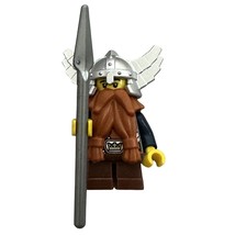 Lego Minifigure Castle Fantasy Dwarf cas373 Orange Beard Silver Helmet w/ Wings - £15.46 GBP