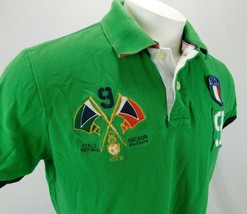 Sacoor Brothers Men Green Polo Golf Shirt Slim Fit Italy Football Embroi... - £39.86 GBP