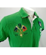 Sacoor Brothers Men Green Polo Golf Shirt Slim Fit Italy Football Embroi... - £39.33 GBP