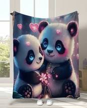 Cartoon Heart Panda 3D Throw Blanket. 50”x60”. Ultra Soft. NWT. - £27.68 GBP