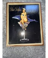 VINTAGE advertising RELIEF MARTINI BLUE DOLPHIN ON WOOD FRAME 22x18x1 - $138.79 CAD