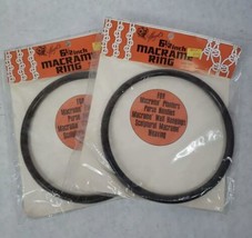 2 Vintage Hazel&#39;s 6 1/2&quot; Macreme Rings HWR 106 Dark Brown Plastic - $5.93