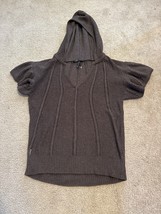 BCBG Maxazria Brown Cotton V Neck Sweater Size Small Women&#39;s Hooded knit - £14.32 GBP