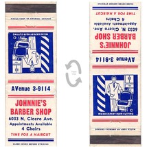 Vintage Matchbook Cover Johnnies Barber Shop Chicago IL 1940s 4 chairs Cicero - £7.90 GBP