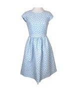 Helene Berman London Dress Womens 6 Blue Floral Jacquard Fit Flare Cap S... - $39.59