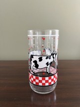 Vintage Libbey Cow Tumbler Glass Red White Checkered Drinking Glass - £6.33 GBP