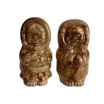 Inuit Eskimo Boy Girl Salt Pepper Shaker Set Made By Sandy In Alaska - $24.74