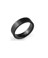 Black Tone Stainless Steel Diagonal Lines Stripes Men Wedding Flat Ring ... - £12.57 GBP