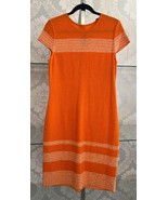 ST. JOHN Black Label Orange Wool Blend Knit Cap Sleeve Sheath Dress Sz 1... - $346.40